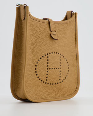 Hermès Mini Evelyne 16 Bag in Biscuit Clemence Leather with Palladium Hardware