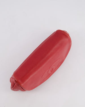 Chanel Red Half Moon Wallet on Chain in Lambskin Leather with Silver Hardware