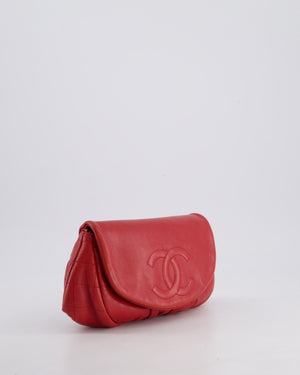 Chanel Red Half Moon Wallet on Chain in Lambskin Leather with Silver Hardware