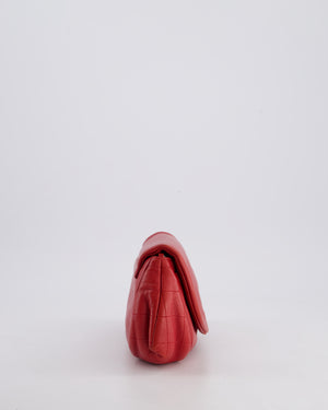 Chanel Red Half Moon Wallet on Chain in Lambskin Leather with Silver Hardware