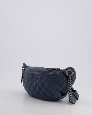 Chanel Navy Quilted Bum Bag in Lambskin Leather with Gunmetal Hardware