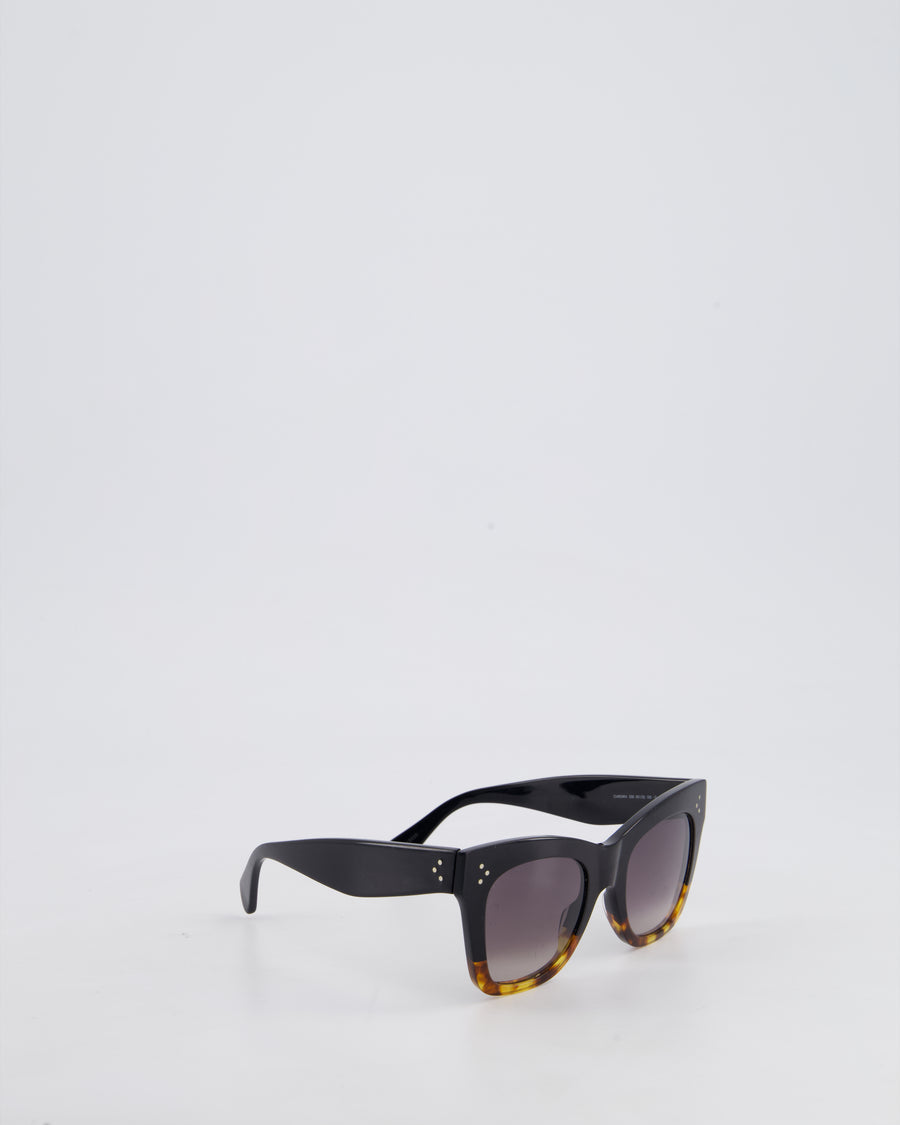 Celine D Frame Black and Tortoiseshell Large Square Sunglasses