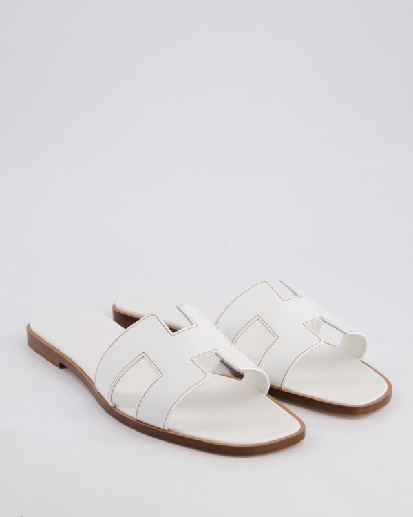 Hermès White Oran Sandals Box Calfskin Leather Size EU 41
