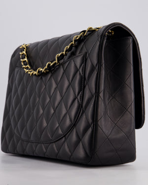 Chanel Black Maxi Classic Single Flap Bag in Lambskin Leather with Gold Hardware