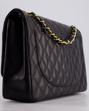 Chanel Black Maxi Classic Single Flap Bag in Lambskin Leather with Gold Hardware