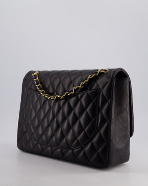 Chanel Black Maxi Classic Single Flap Bag in Lambskin Leather with Gold Hardware