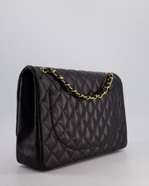 Chanel Black Maxi Classic Single Flap Bag in Lambskin Leather with Gold Hardware