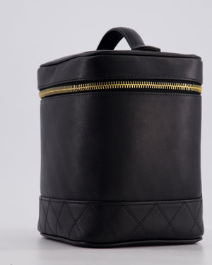Chanel Black Vintage Leather Vanity Case with 24K Gold Hardware