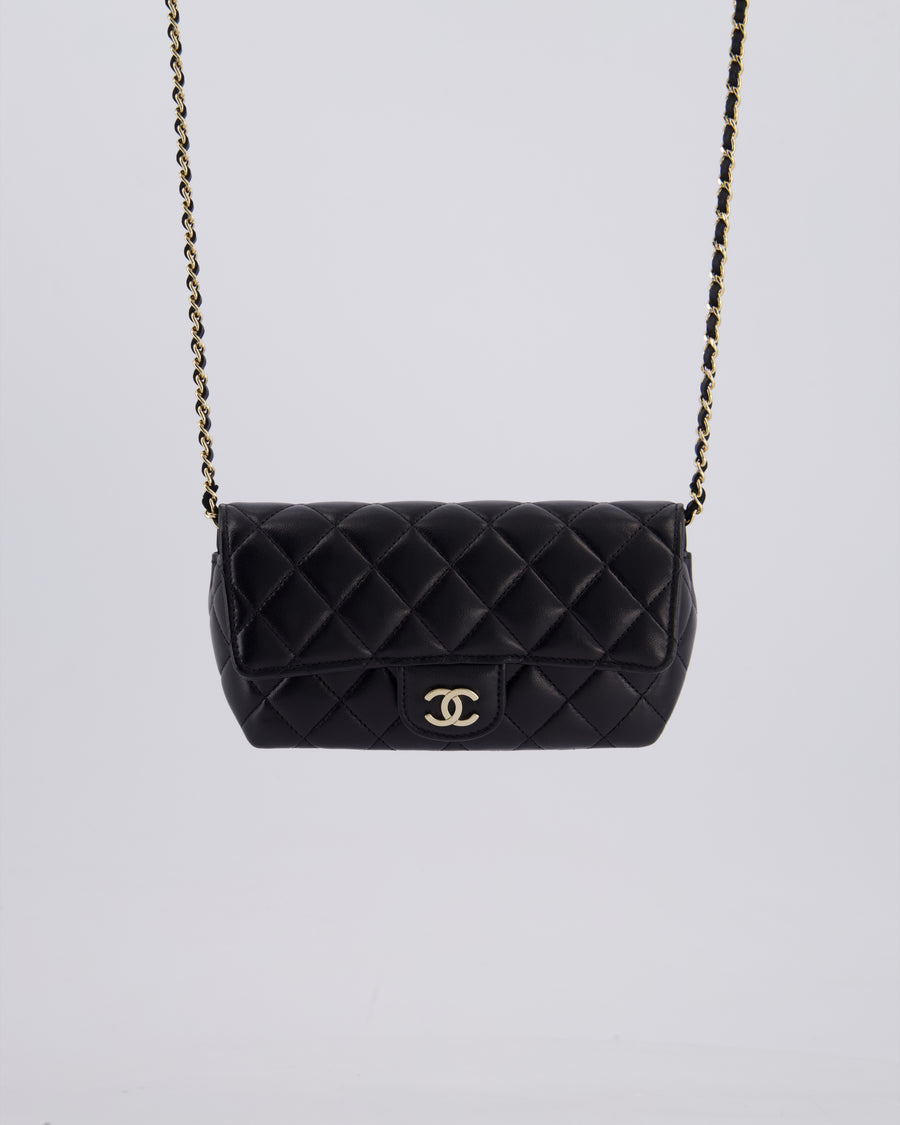 Chanel Black Lambskin Sunglasses Case on Chain Bag with Champagne Gold Hardware