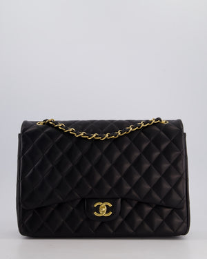 Chanel Black Maxi Classic Single Flap Bag in Lambskin Leather with Gold Hardware