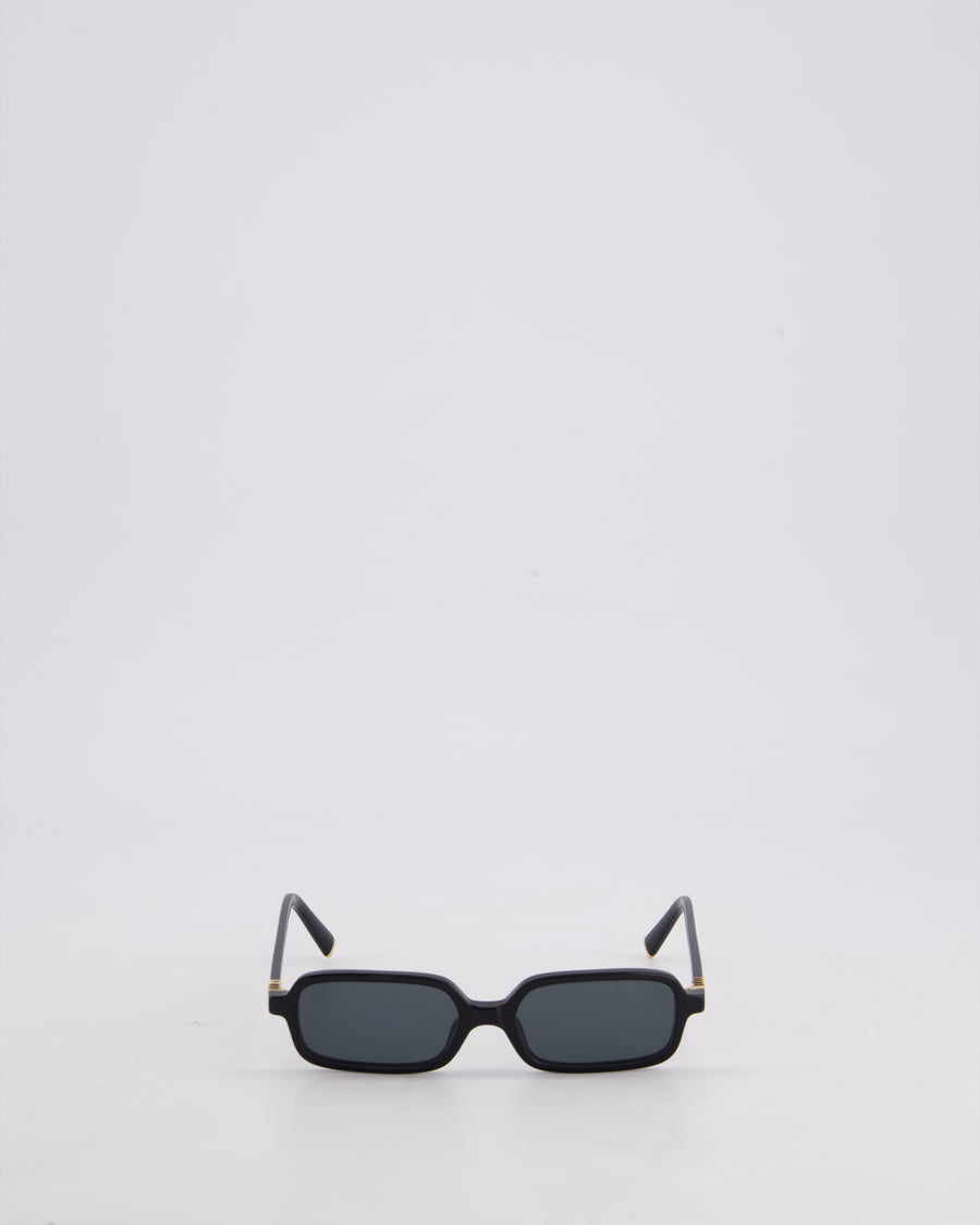 Miu Miu Black Miu Regard Square Sunglasses with Gold Detail