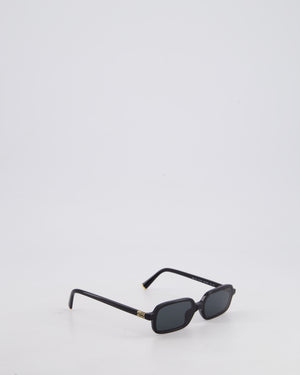 Miu Miu Black Miu Regard Square Sunglasses with Gold Detail