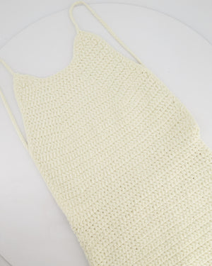 Magda Butrym Cream Open-Back Crochet Mini Dress with Fringe Detail Size FR 36 (UK 8) RRP £1,370