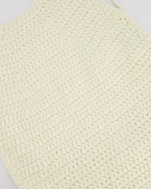 Magda Butrym Cream Open-Back Crochet Mini Dress with Fringe Detail Size FR 36 (UK 8) RRP £1,370