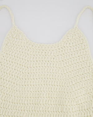 Magda Butrym Cream Open-Back Crochet Mini Dress with Fringe Detail Size FR 36 (UK 8) RRP £1,370