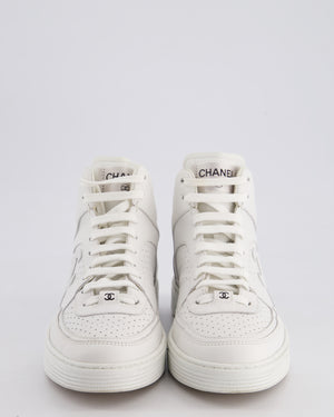Chanel 23S White High-top Sneakers in Calfskin Leather with Logo Detail Size EU 38