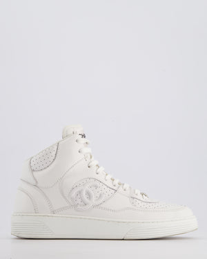 Chanel 23S White High-top Sneakers in Calfskin Leather with Logo Detail Size EU 38