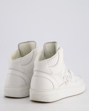 Chanel 23S White High-top Sneakers in Calfskin Leather with Logo Detail Size EU 38
