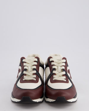 *HOT COLOUR* Chanel Burgundy, Black and White Leather Sneakers with CC Logo Detail Size EU 38