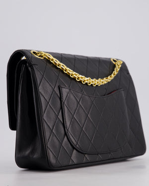 *RARE VINTAGE* Chanel Vintage Black Medium Classic Double Flap Bag in Lambskin Leather with 24k Gold Hardware and Mademoiselle Chain