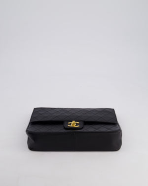 *RARE VINTAGE* Chanel Vintage Black Medium Classic Double Flap Bag in Lambskin Leather with 24k Gold Hardware and Mademoiselle Chain