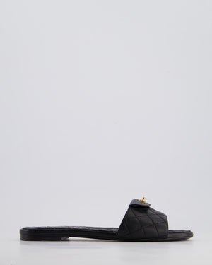 Chanel Black Quilted Leather Sandals with CC Twist Lock Details Size EU 38C