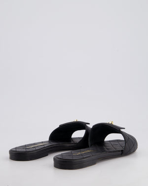 Chanel Black Quilted Leather Sandals with CC Twist Lock Details Size EU 38C