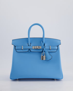 *SUPER RARE* Hermès Birkin 25cm Bag in Bleu Celeste Swift Leather with Palladium Hardware