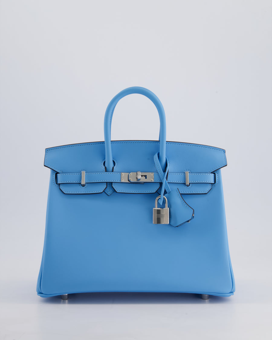 *SUPER RARE* Hermès Birkin 25cm Bag in Bleu Celeste Swift Leather with Palladium Hardware