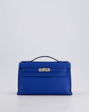 Hermès Kelly Pochette in Bleu Royal Swift Leather with Palladium Hardware