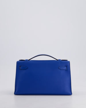 Hermès Kelly Pochette in Bleu Royal Swift Leather with Palladium Hardware