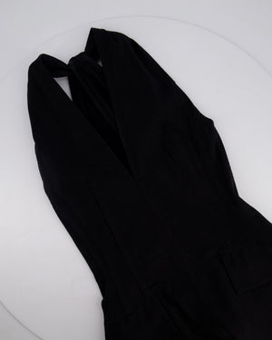 Bottega Veneta Black Sleeveless Cotton Midi Dress with Twist Back and Pocket Detail Size IT 40 (UK 8)