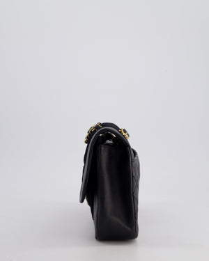 Chanel Black Medium Flap Bag in Lambskin Leather and Velvet with Rope CC Logo Detail