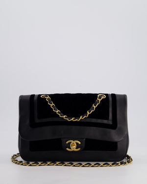 Chanel Black Medium Flap Bag in Lambskin Leather and Velvet with Rope CC Logo Detail