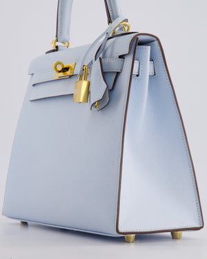 *HOLY GRAIL* Hermès Kelly Sellier Bag 25cm in Bleu Brume Epsom Leather with Gold Hardware