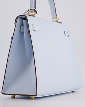 *HOLY GRAIL* Hermès Kelly Sellier Bag 25cm in Bleu Brume Epsom Leather with Gold Hardware