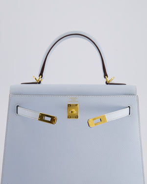 *HOLY GRAIL* Hermès Kelly Sellier Bag 25cm in Bleu Brume Epsom Leather with Gold Hardware