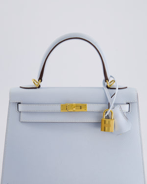 *HOLY GRAIL* Hermès Kelly Sellier Bag 25cm in Bleu Brume Epsom Leather with Gold Hardware