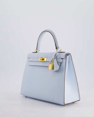 *HOLY GRAIL* Hermès Kelly Sellier Bag 25cm in Bleu Brume Epsom Leather with Gold Hardware