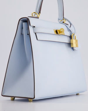 *HOLY GRAIL* Hermès Kelly Sellier Bag 25cm in Bleu Brume Epsom Leather with Gold Hardware