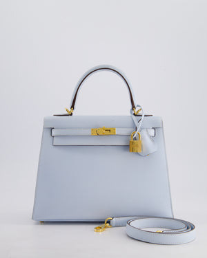*HOLY GRAIL* Hermès Kelly Sellier Bag 25cm in Bleu Brume Epsom Leather with Gold Hardware
