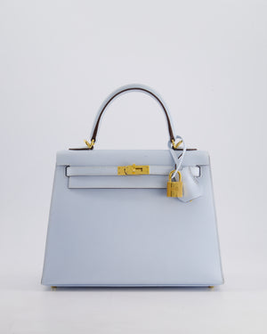 *HOLY GRAIL* Hermès Kelly Sellier Bag 25cm in Bleu Brume Epsom Leather with Gold Hardware
