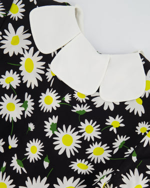 Saint Laurent SS20 Black, Daisy Print Mini Dress with Petal Collar Detail Size FR 36 (UK 8) RRP £1,600
