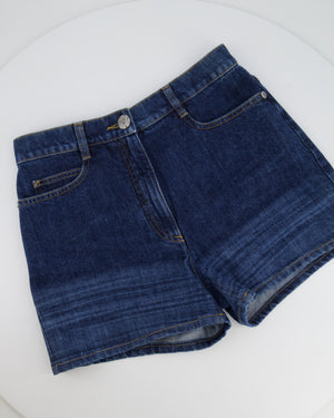 Chanel Blue Denim High-Waisted Shorts with Large CC Logo Pocket Details Size FR 36 (UK 8)