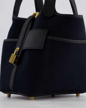*ULTRA RARE* Hermes Picotin Cargo 18cm Bag in Noir/Noir Toile Canvas with Gold Hardware