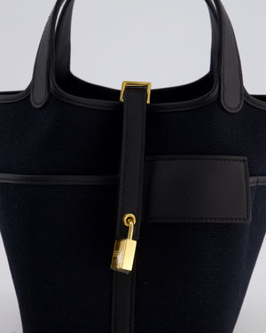 *ULTRA RARE* Hermes Picotin Cargo 18cm Bag in Noir/Noir Toile Canvas with Gold Hardware