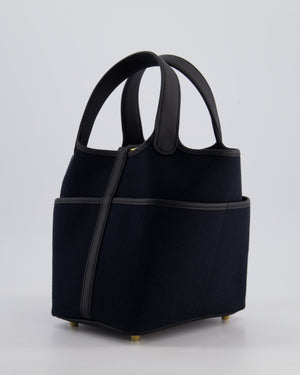 *ULTRA RARE* Hermes Picotin Cargo 18cm Bag in Noir/Noir Toile Canvas with Gold Hardware