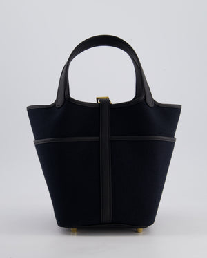 *ULTRA RARE* Hermes Picotin Cargo 18cm Bag in Noir/Noir Toile Canvas with Gold Hardware