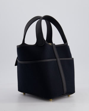 *ULTRA RARE* Hermes Picotin Cargo 18cm Bag in Noir/Noir Toile Canvas with Gold Hardware