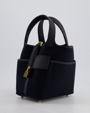*ULTRA RARE* Hermes Picotin Cargo 18cm Bag in Noir/Noir Toile Canvas with Gold Hardware